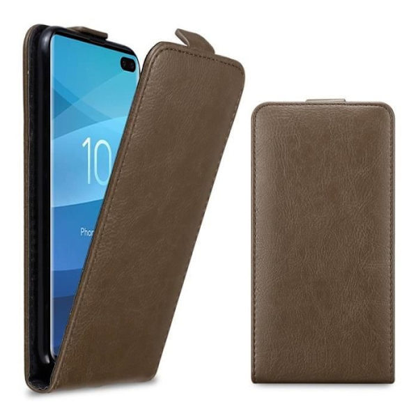 Cadorabo fodral till Samsung Galaxy S10 PLUS - i brunt - Skyddsfodral med flipstil med magnetlås