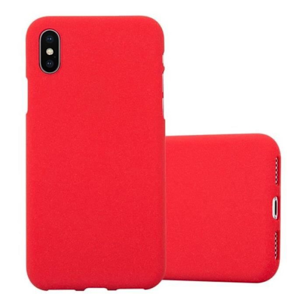 Apple iPhone X-fodral i RED FROST av Cadorabo (FROST Design) Ultratunnt mjukt silikon TPU-gelskydd med antichockskal
