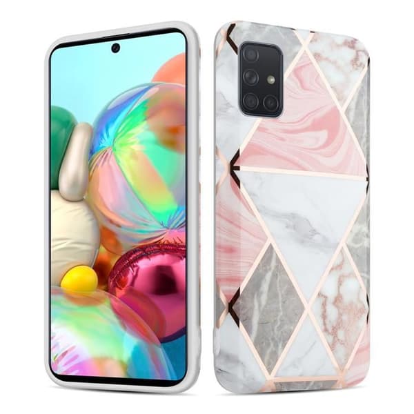 Skyddsfodral för Samsung Galaxy A51 5G i Marmor Vit Grå Rosa Nr. 10 Grå