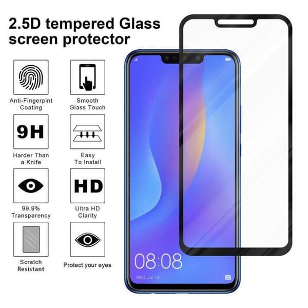 Helt härdat skärmskydd för Huawei P SMART PLUS 2019 Svart