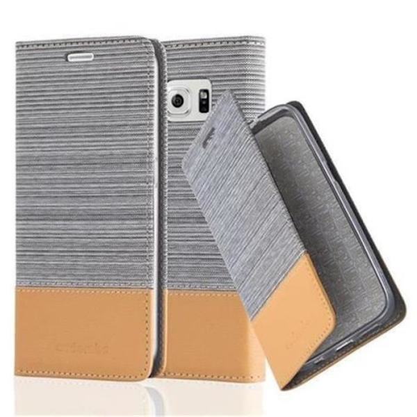 Samsung Galaxy S6 Fodral i LJUSGRÅBRUNT från Cadorabo (TYG-LÄDERDESIGN) Helt skyddsfodral med Flip Flip