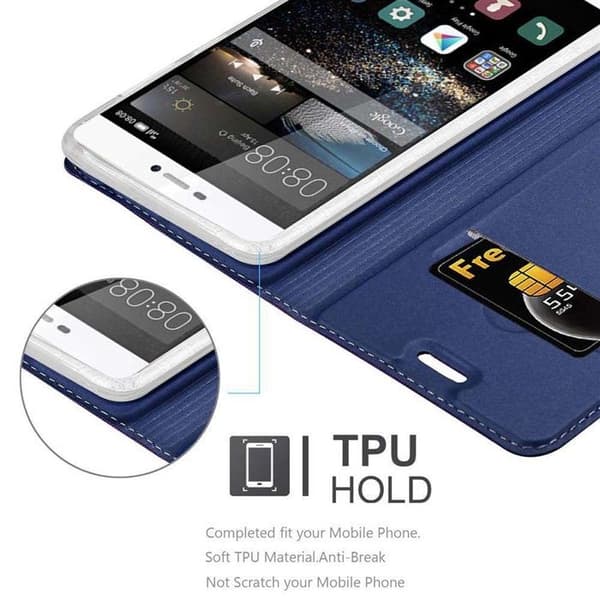 Flip-fodral för Huawei P8 i MÖRKBLAU CLASSY Plånbok Stötsäker Blå