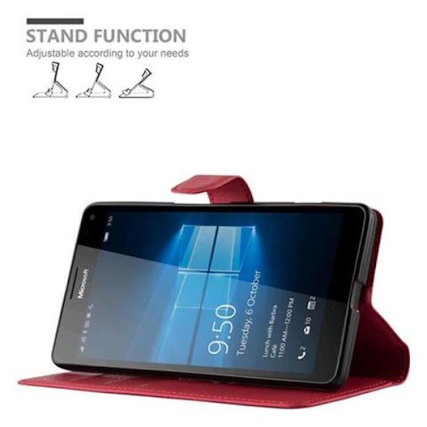 Cadorabo Nokia Lumia 950 XL RÖD Fodral Fodral Fodral Helt skydd Skydd Magnetlås stöder kortplats för stativ