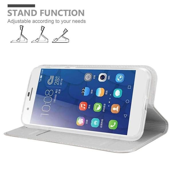Fodral med lock för Honor 6 PLUS Etui i KLASSISK SILVER Plånbok Stötsäker Grå