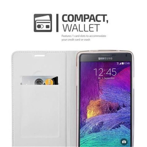 Samsung Galaxy NOTE 4 Fodral i CLASSY SILVER från Cadorabo (METALLIC MATT Design) Helt skyddsfodral med Flip Flip och