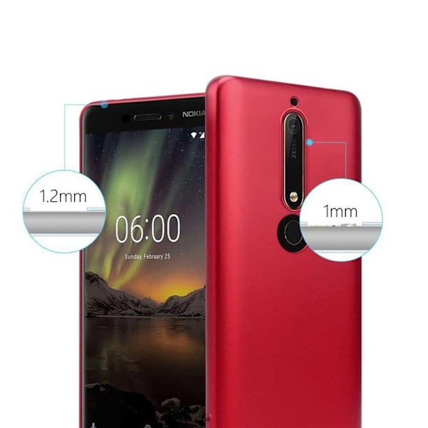 Coque för Nokia 6.1 Fodral i METALLIC RÖD Etui Case Cover Skydd Silikon TPU Cover matt Röd