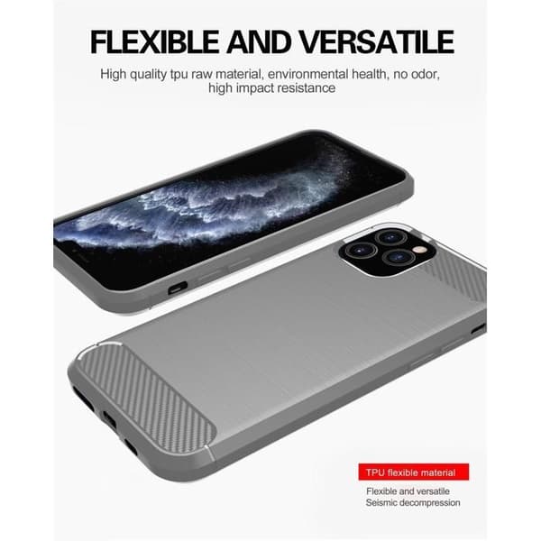 "Skal för iPhone 11 PRO MAX Fodral i BORSTAD GRÅ Skyddande Kolfiberdesign"