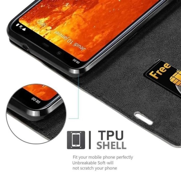 Plånboksfodral - CADORABO - Nokia 8.1 2018 - Syntetläder - Brun - Osynlig magnetisk stängning kastanj