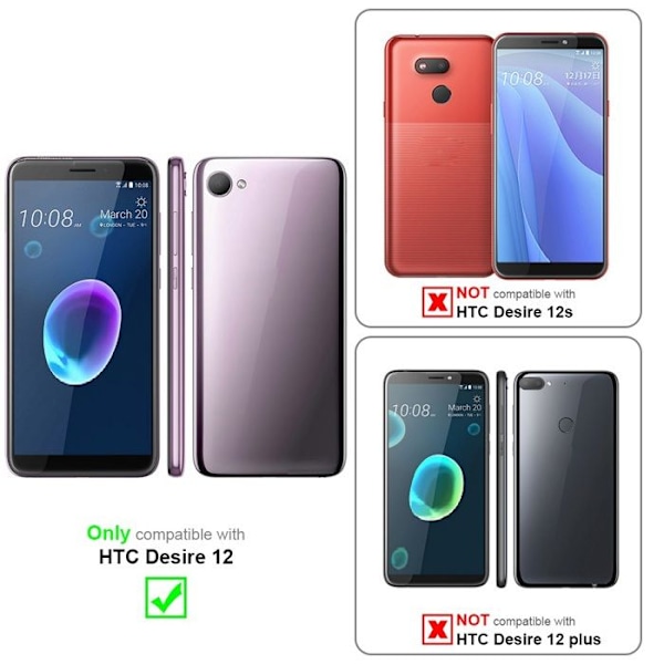 Skyddsskal för HTC Desire 12 i SVART KOL heltäckande med stödfunktion Svart