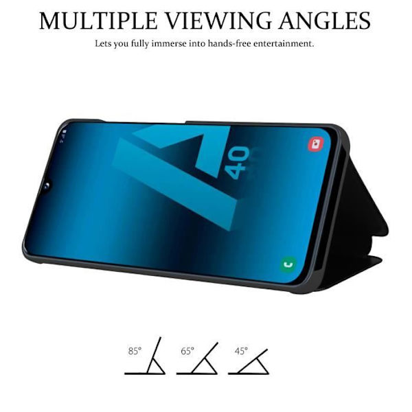Etui för Samsung Galaxy A40 - CADORABO - Turmalin Svart - 360° Skydd - Clear View Design - Ställfunktion Svart turmalin