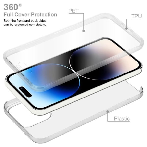 Coque - CADORABO - Apple iPhone 14 PRO MAX - Skydd 360° - Transparent Silikon - Mjuk Transparent
