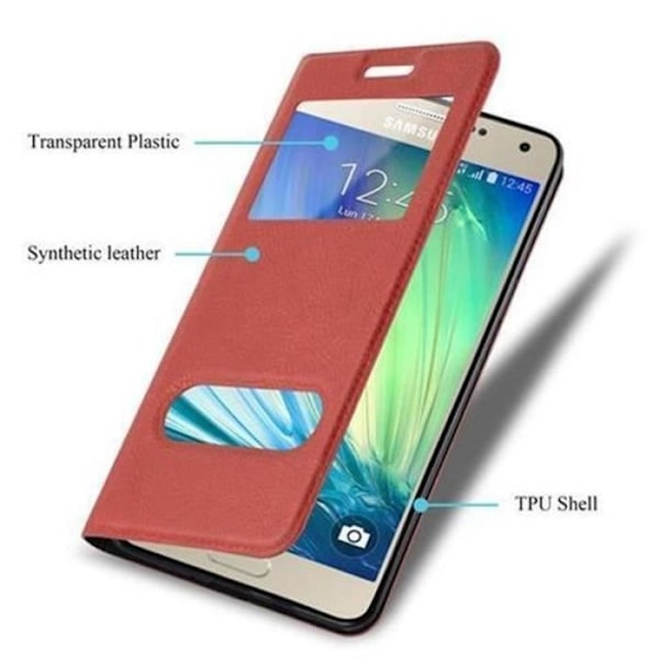 Samsung Galaxy A5 2015 (5) Fodral i SAFFRANSRÖTT från Cadorabo (Design VIEW) Helt skyddsfodral med flipskydd, stativ