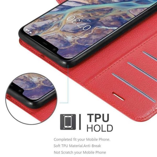 Fodral för Nokia 7.1 PLUS / X7 i KIRSCHRÖD Röd