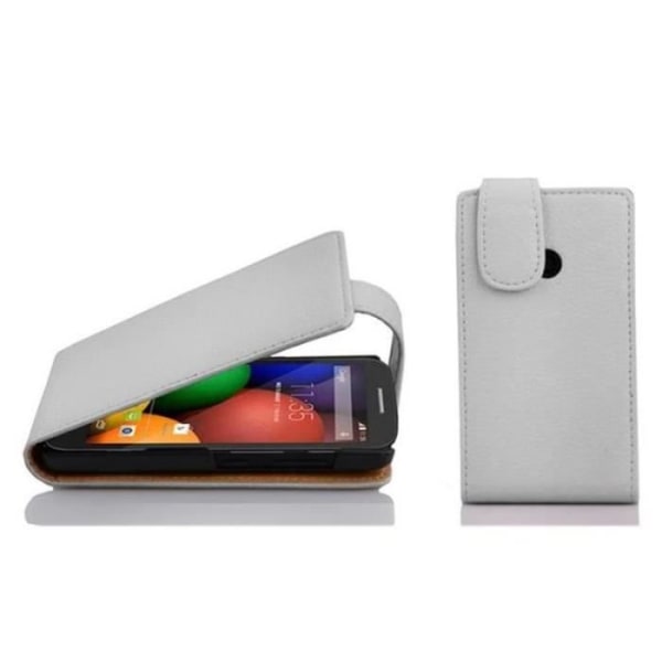 Cadorabo Fodral Motorola MOTO E DESIGN FLIP Style Fodral Fodral Fodral konstläder Struktur VIT ALABASTER