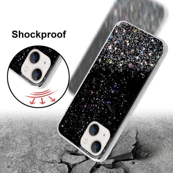 iPhone 14 PLUS Skal Svart med Glitter Skydd Glittrande Design Svart