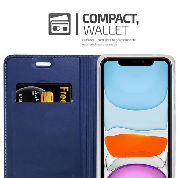 Flip-fodral för iPhone 11 Klassisk MÖRKBLAU Plånbok Stötsäker Blå