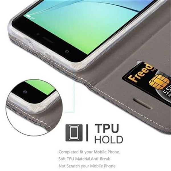 Skyddsfodral Huawei NOVA i svartgrått från Cadorabo i TISSUE-SIMILIKALV-design med lock och ställ. Mörkgrå