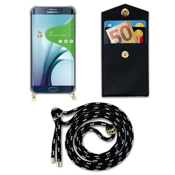 Cadorabo Halsbandsfodral till Samsung Galaxy S6 EDGE i SVART SILVER.