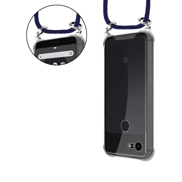 Fodral för Google PIXEL 3A XL med axelrem i INDIGO BLÅ med justerbar snodd Blå