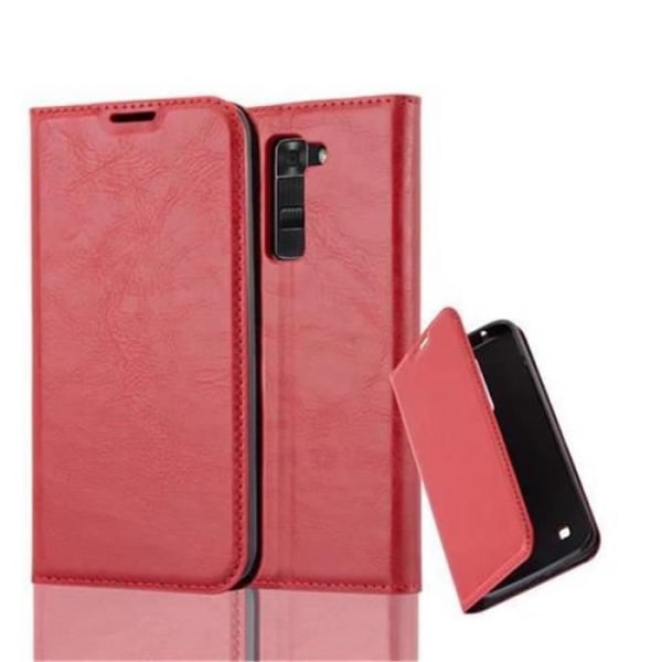 LG K7 Fodral i APPLE RED från Cadorabo (INVISIBLE MAGNETIC CLOSURE Design) Helt skyddsfodral med flip flik