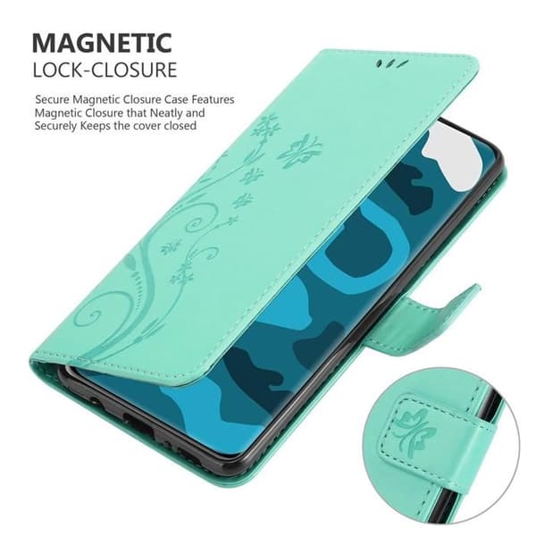 Fodral med lock för Huawei P40 PRO / P40 PRO+ Turkos Blommig Design Skydd Plånbok Blå
