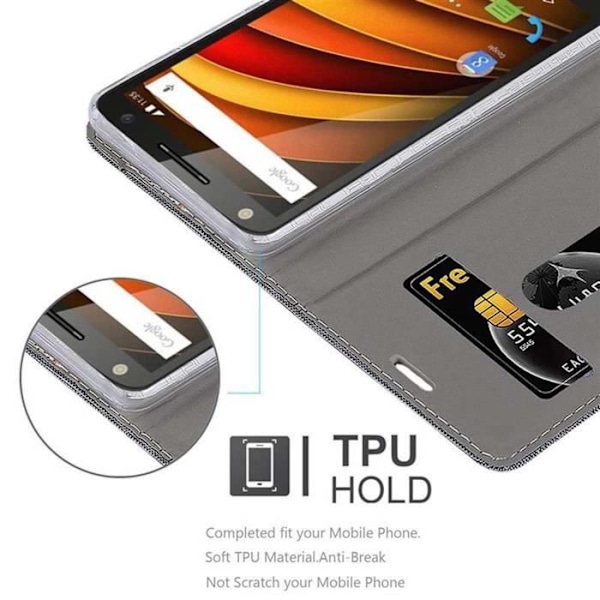 Fodral för Motorola MOTO X3 - CADORABO - Grå Svart - Syntetläder - Magnetstängning - Book-style fodral Mörkgrå