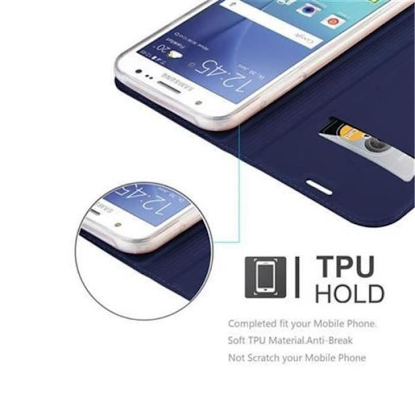 Samsung Galaxy J5 2015 (5) Fodral i KLASSIG MÖRKBLÅT från Cadorabo (METALLIC MATT Design) Helt skyddsfodral med flipflik