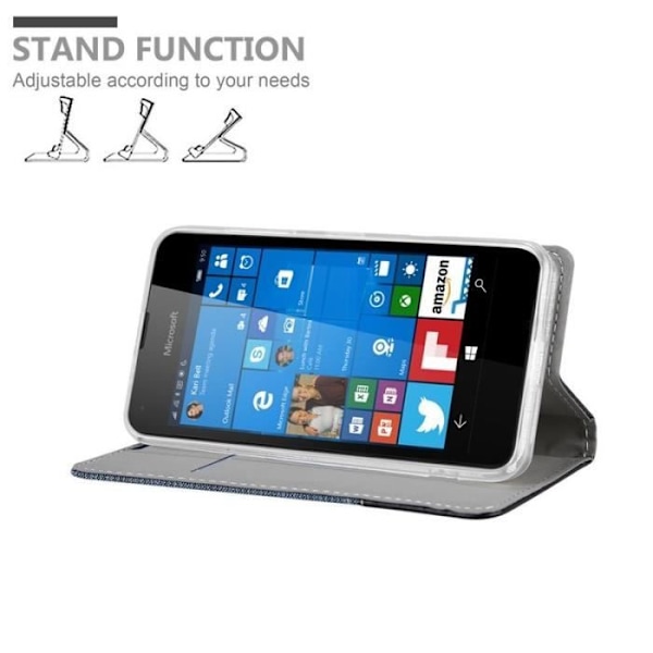 Fodral till Nokia Lumia 550 - CADORABO - Bokfodral i konstläder - Blå - Stativfunktion - Kortplatser Blå