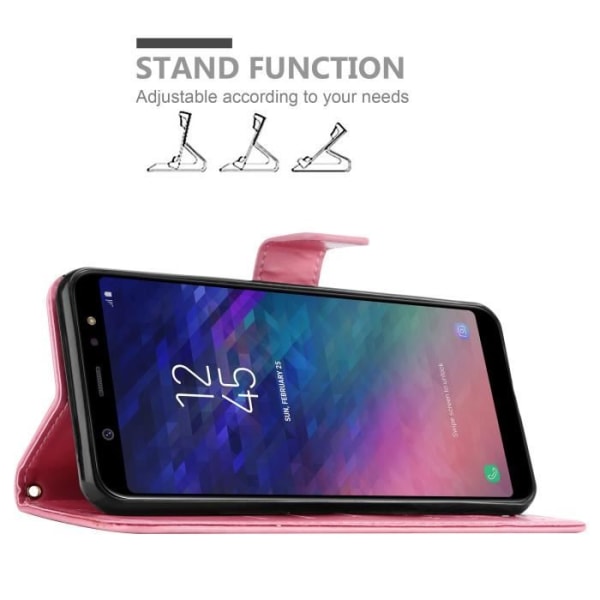 Coque - CADORABO - Samsung Galaxy A6 PLUS 2018 - Similicuir - Rosa Blommig - Plånbok med Ställning Rosa blommig