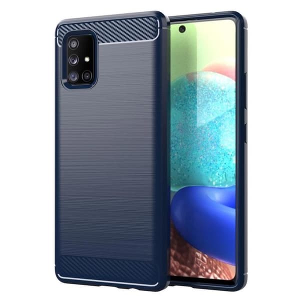 Skyddsfodral för Samsung Galaxy A71 4G BORSTAD BLÅ Kolfiberdesign Blå