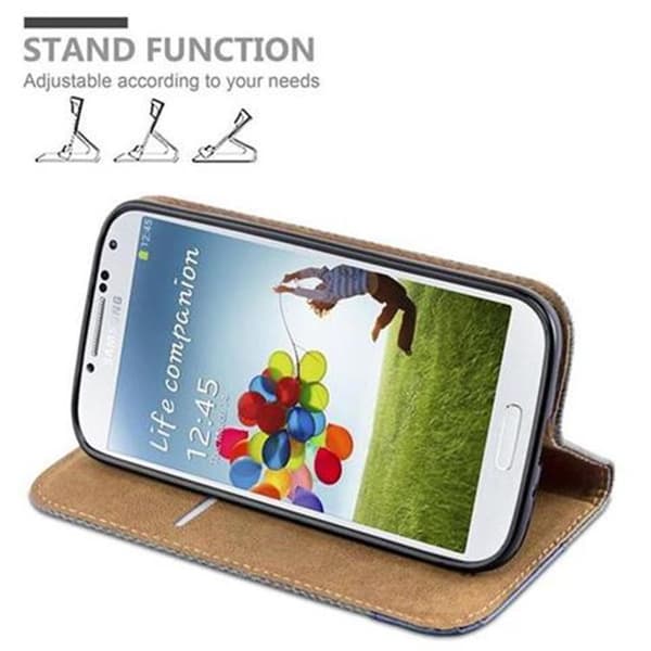 Flipfodral för Samsung Galaxy S4 Fodral i GRÅ BLÅ Skydd Plånbok Grå