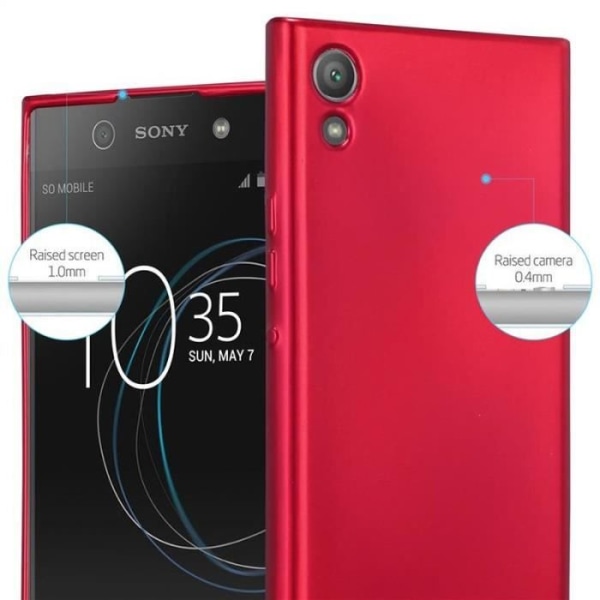 Cadorabo Fodral fungerar med Sony Xperia XA1 i METALLIC RED - Stötsäker och reptålig TPU silikonhölje - Ultra Slim