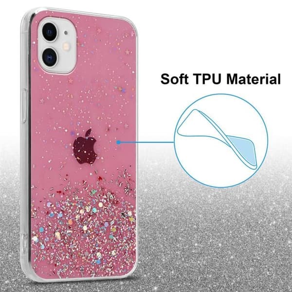 iPhone 11 PRO MAX Skal Rosa med Glitter Skydd Glittrande Design Ros