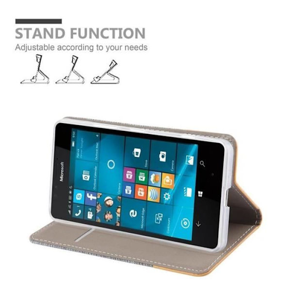 Nokia Lumia 950 Fodral i LJUSGRÅ BRUN från Cadorabo (TYG-LÄDER-LÄDER Design) Helt skyddsfodral med flip flik