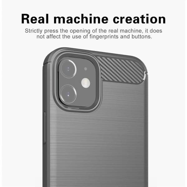 Skal för iPhone 12 MINI BORSTAD GRÅ Kolfiberdesign Grå