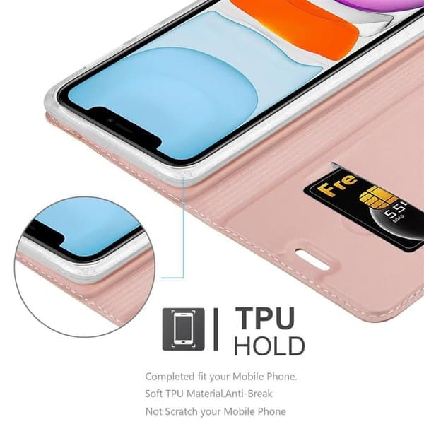 Fodral med lock för iPhone 11 Plånbok i KLASSISK ROSÉ Stötsäker Ros