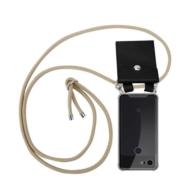 Fodral för Google PIXEL 3A XL med axelrem i GLANSIG BRUN med justerbar snodd brun