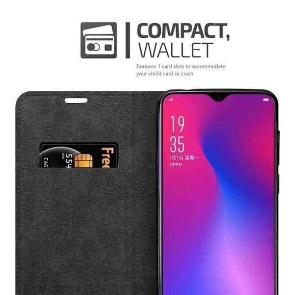 Fodral till OPPO R17 - CADORABO - Brun - Imiterat läder - Magnetisk stängning - Ultratunn kastanj