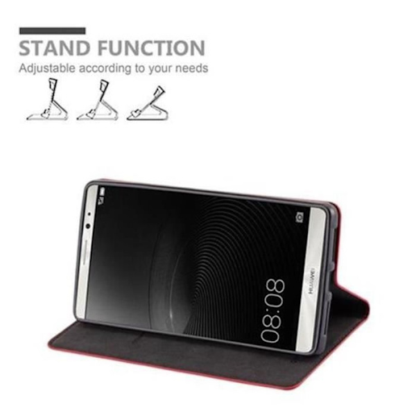 Huawei MATE 8 fodral i APPLE RED från Cadorabo (INVISIBLE MAGNETIC CLOSURE Design) Helt skyddande fodral med flip flik