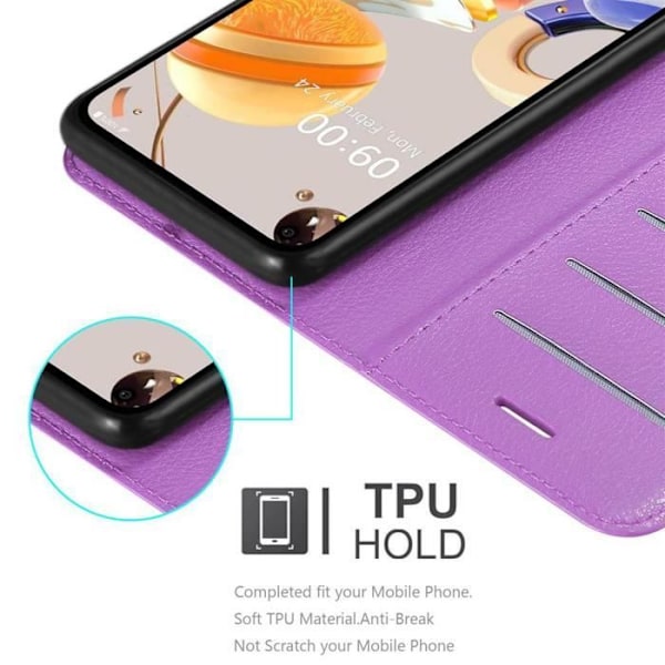 Coque - CADORABO - LG K61 - Simili-läder - Magnetisk stängning - Ställfunktion Orkidévioler