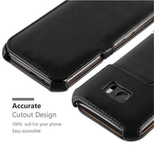 Etui för HTC ONE M10 - CADORABO - Syntetiskt läder - Fullständigt skydd - Fällbart design - Stöd för hörn Piano svart