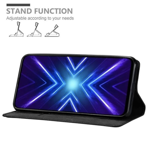 Étui - CADORABO - Honor 9x PRO - Syntetiskt läder - Magnetisk stängning - Ställfunktion Svart
