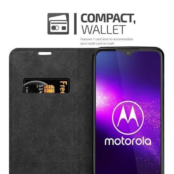 Plånboksfodral - CADORABO - Motorola ONE MACRO - Syntetiskt läder - Brun - Osynlig magnetisk stängning kastanj