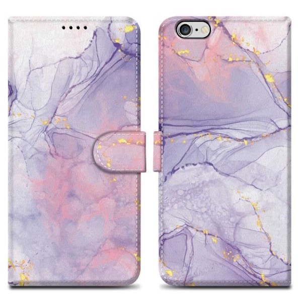 Fodral för Apple iPhone 6 PLUS / 6S PLUS Fodral i lila rosa marmor nr 5 Fodral Skyddsskydd Magnetisk stängning plånbok Rosa lila