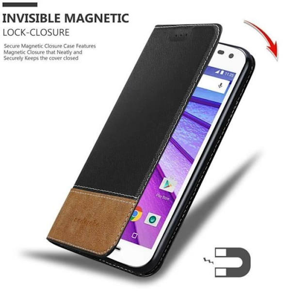 Plånboksfodral - CADORABO - Motorola MOTO G3 - Syntetiskt läder - Brun - Osynlig magnetisk stängning kastanj