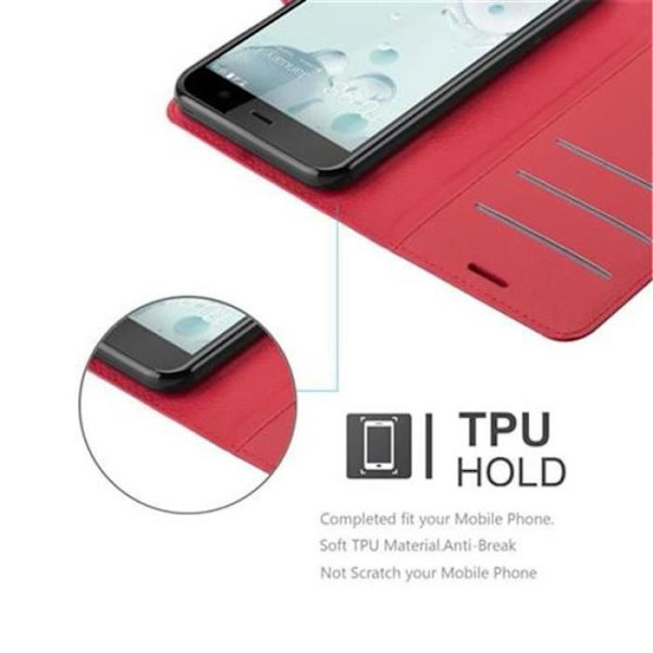 Coque - Cadorabo - HTC U PLAY - Röd - Syntetiskt läder - Ställfunktion Röd