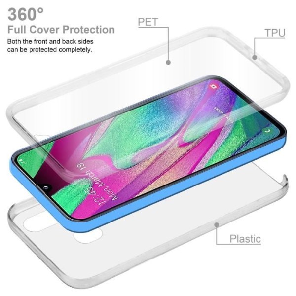 Cadorabo Fodral för Samsung Galaxy A40 i Transparent Fodral 360° Helkroppsskydd Skärmskydd