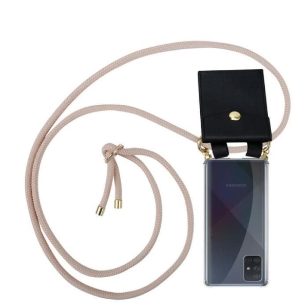 Coque Collier - CADORABO - Samsung Galaxy A51 - Transparent Silikon - Inkluderad Snöre - Inbyggd Ficka PÄRLROSE GULD