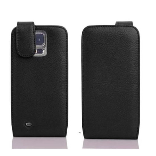 Cadorabo Fodral Samsung Galaxy S5 MINI / S5 MINI DUOS DESIGN FLIP Style Fodral Fodral Fodral konstläder Struktur JETSVART