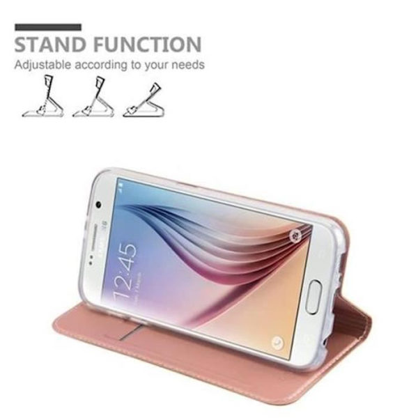 Samsung Galaxy S6 Fodral i CLASSY ROSÉ GOLD från Cadorabo (METALLIC MATT Design) Helt skyddsfodral med Flip Flip och